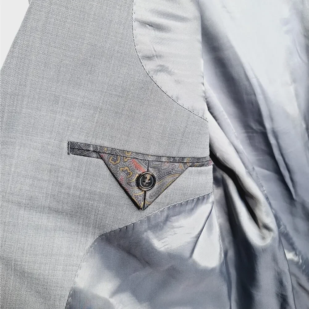Ralph Lauren LRL Men 44R ? Suit Blazer Jacket Sportcoat Light Grey Wool 2 Button